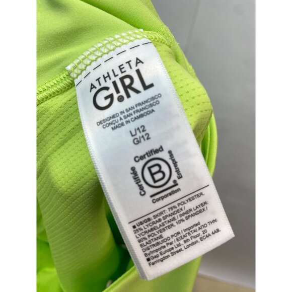 Athleta Girl Goal Getter Athletic Skort Skirt Neon Lime Green Size Large 12 - Picture 6 of 6